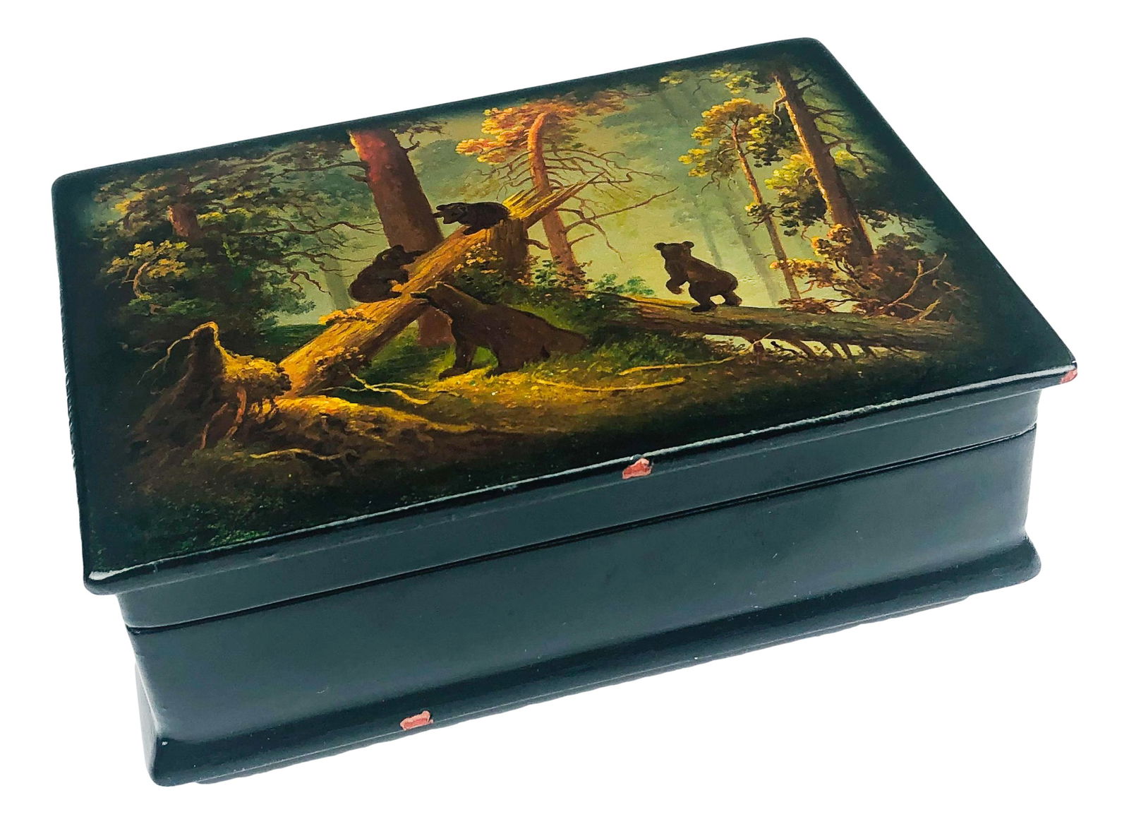 Russian Lacquered Bears in Forest Trinket Coin Box (1 of 8)
