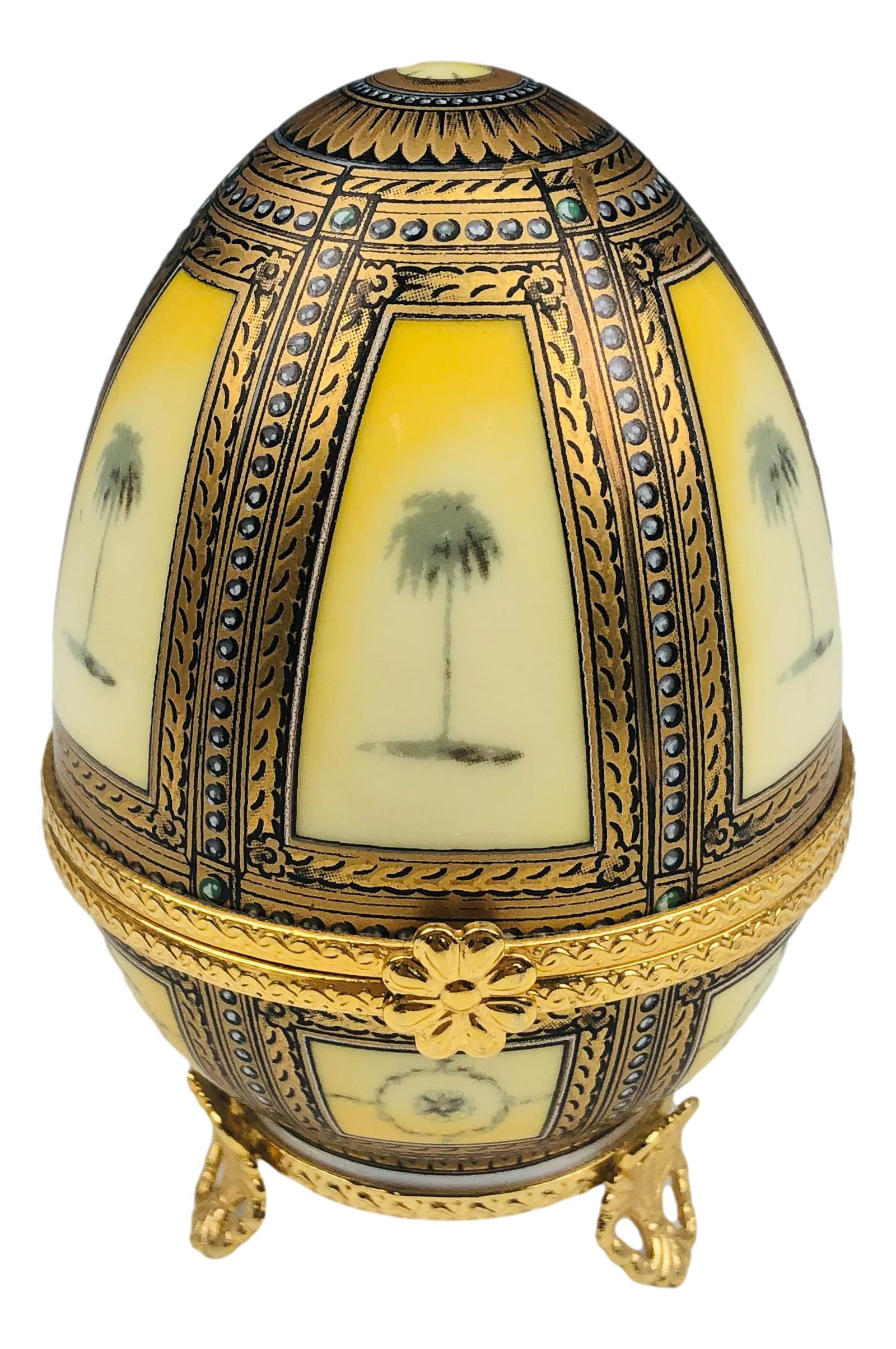 Limoges France Porcelain Egg Palm Tree Trinket Box (1 of 5)