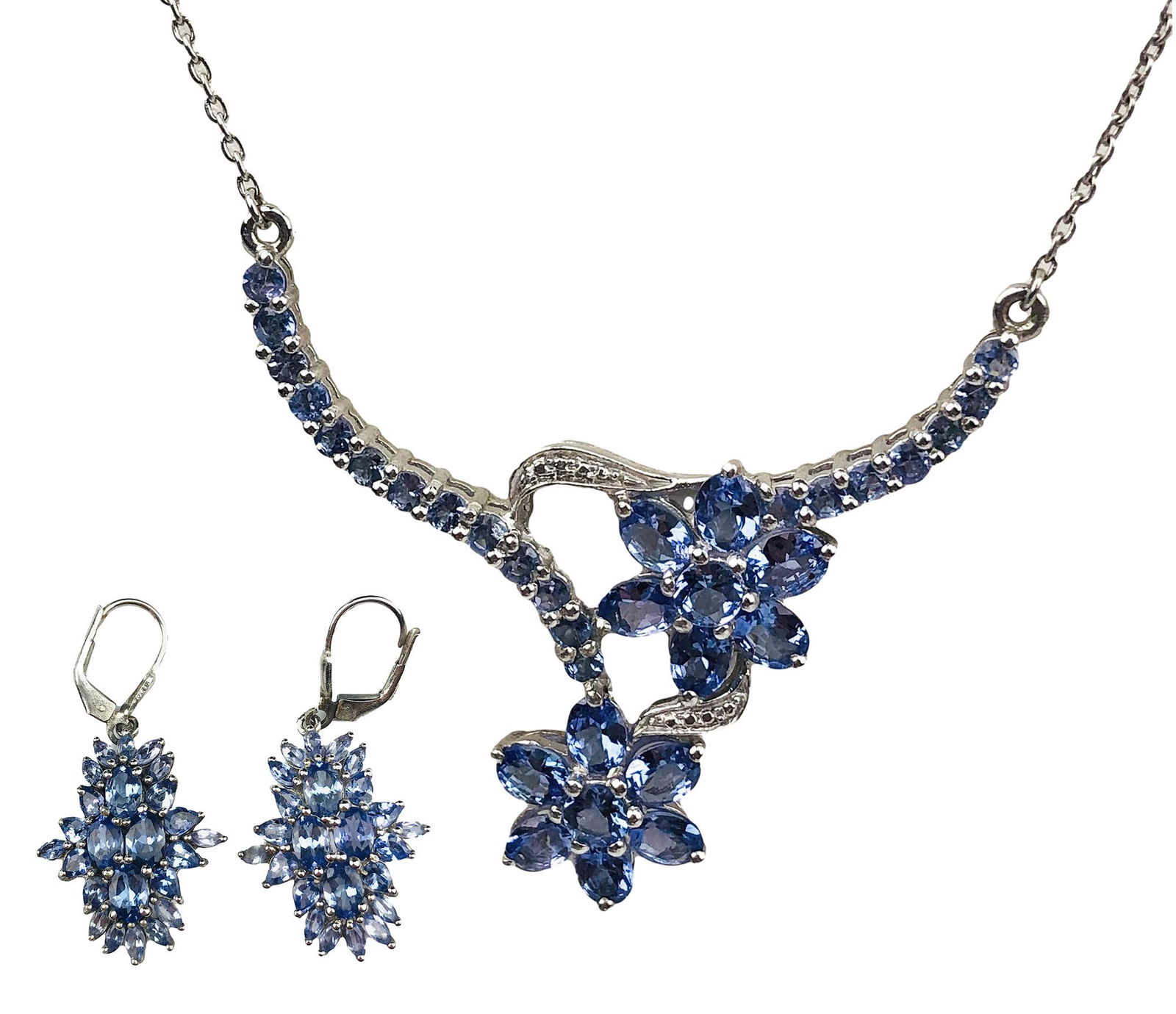STS Sterling Silver Tanzanite Necklace & Earrings (1 of 6)