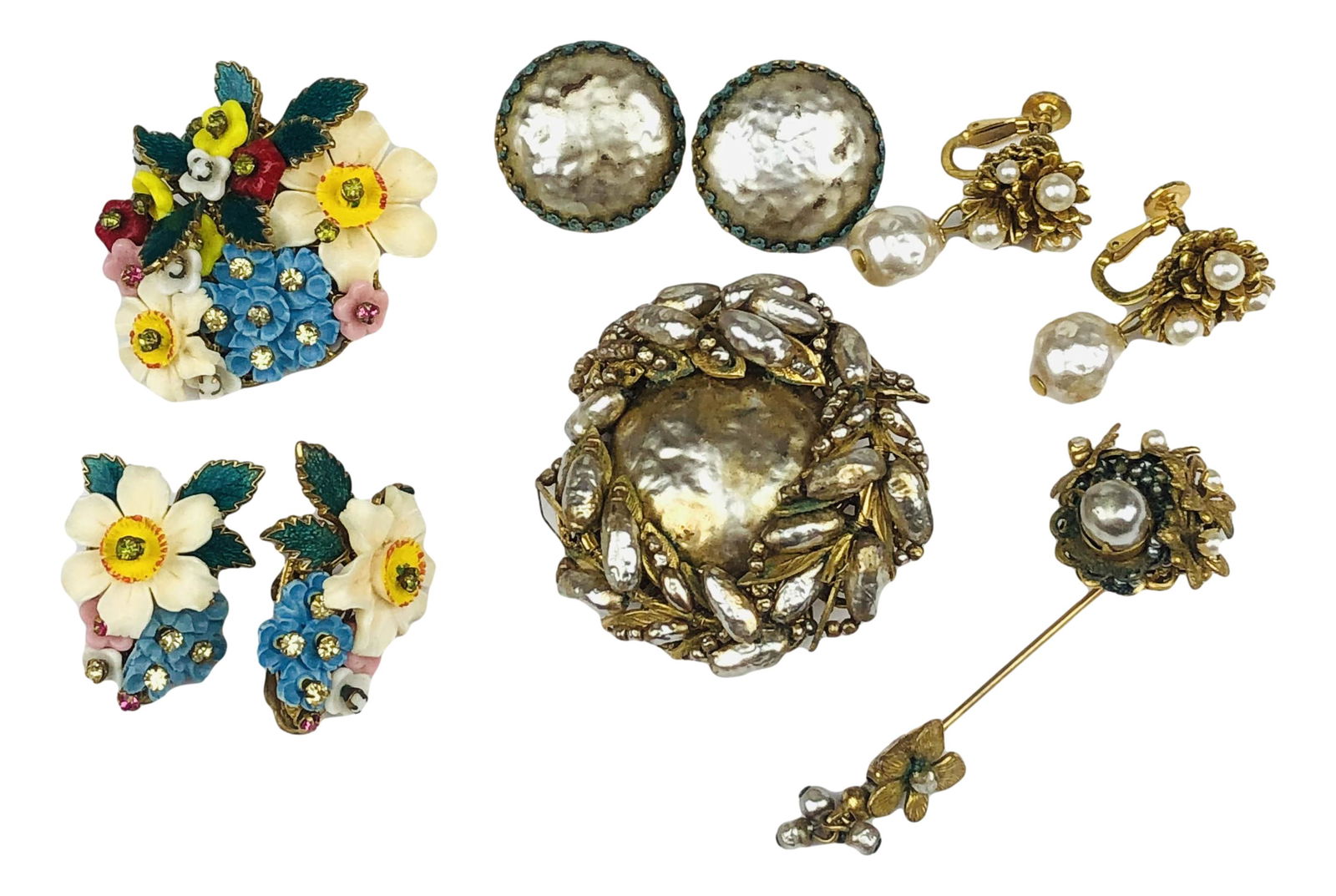 Miriam Haskell Brooch Pin Earrings Stick Pin LOT (1 of 7)