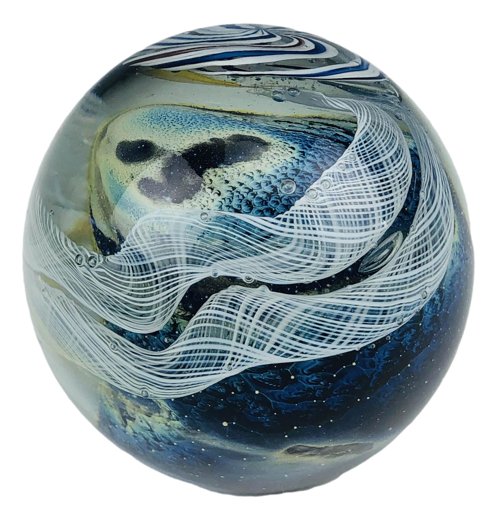 Josh Simpson Pinwheel Ribbon Art Glass Paperweight (1 of 4)