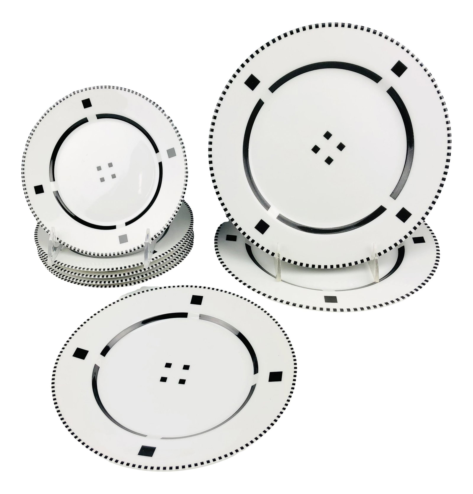 Swid Powell Tuxedo Black Porcelain Plates 8pc LOT (1 of 5)