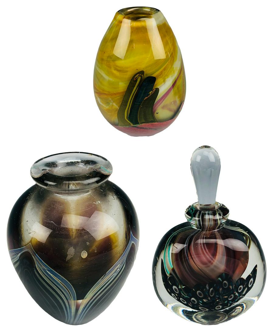 Signed Mystery Artist Glass Vases Perfume Bottle 3 (1 of 7)