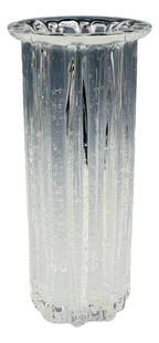 Willy Johansson Hadeland Glass Tall Bubble Vase: Mid 20th Century Modern Willy Johansson for Hadeland Norway Art-Glass "Atlantic" tall bubble vase. Artist signed on bottom. Dimensions: 10.25 X 5 X 5 in. Condition: Good overall condition having