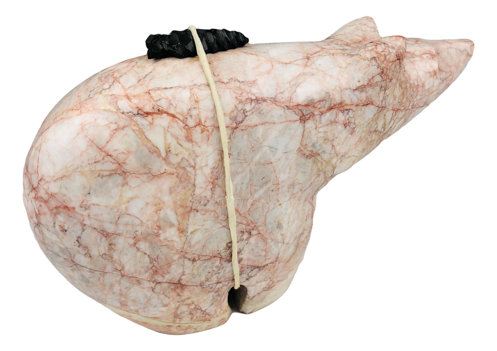 American Indian 10" Pink Marble Carved Fetish Bear (1 of 7)