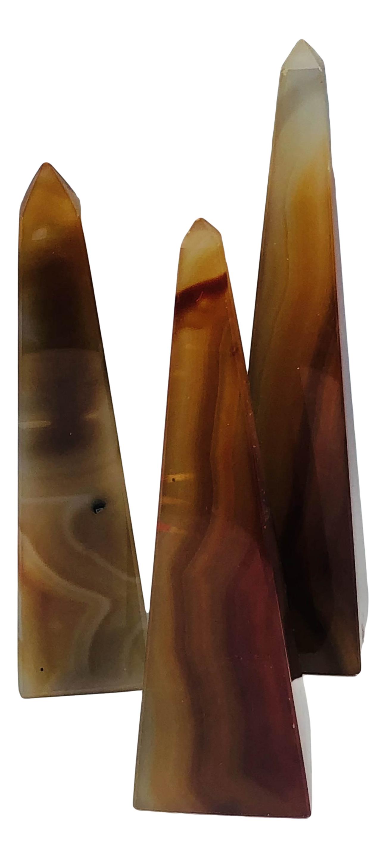 Carnelian Agate Reiki Gemstone Pyramid Obelisk x 3 (1 of 3)