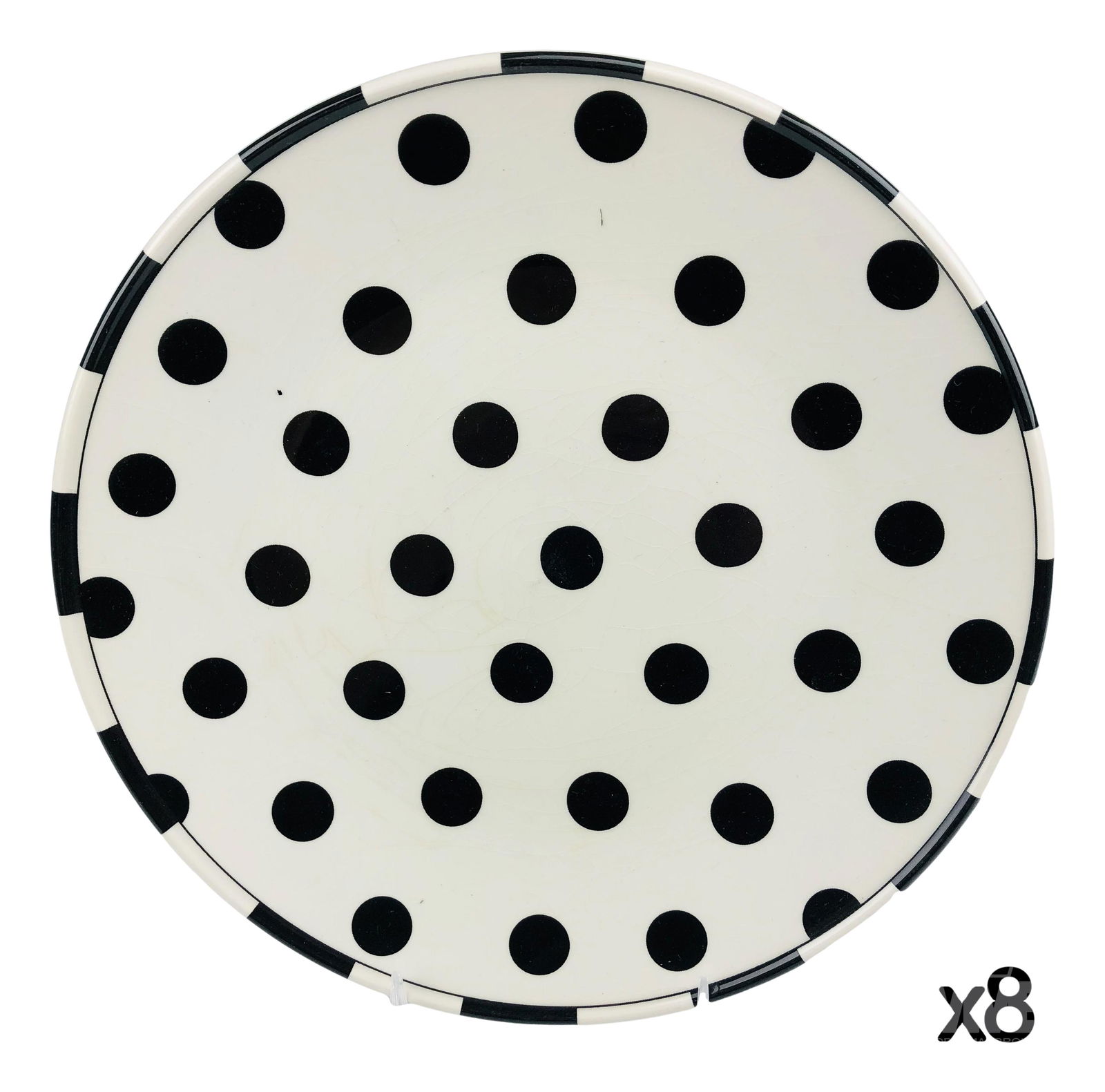 Set 8 Royal Stafford Monochrome Dots Dinner Plates (1 of 4)