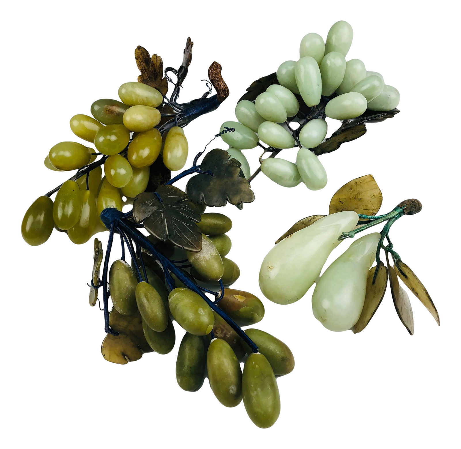 Chinese Export Carved Jade 4 x Grape Sculpture LOT (1 of 6)