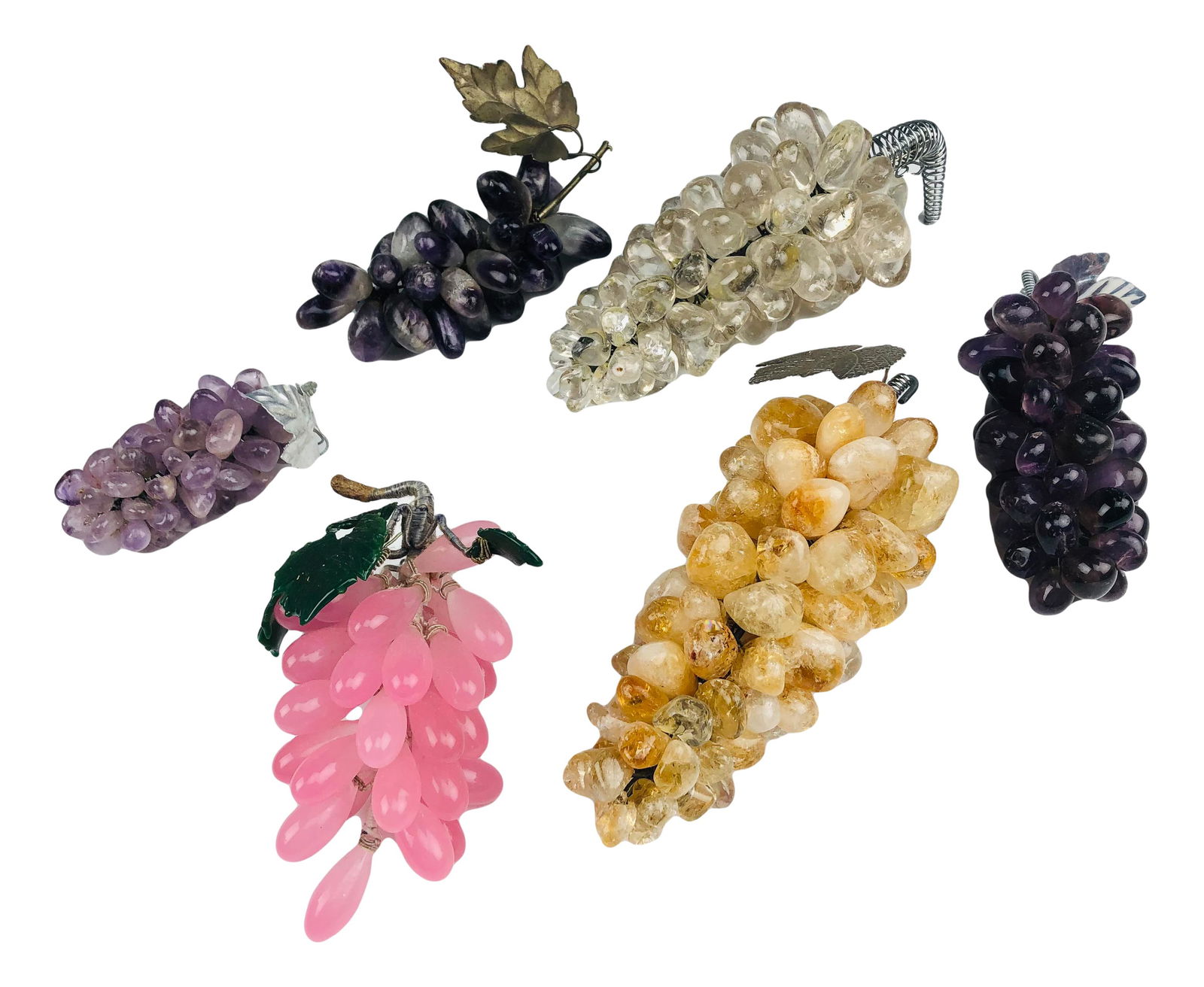 Chinese Export Carved Gemstone (6) Grape Sculpture (1 of 6)