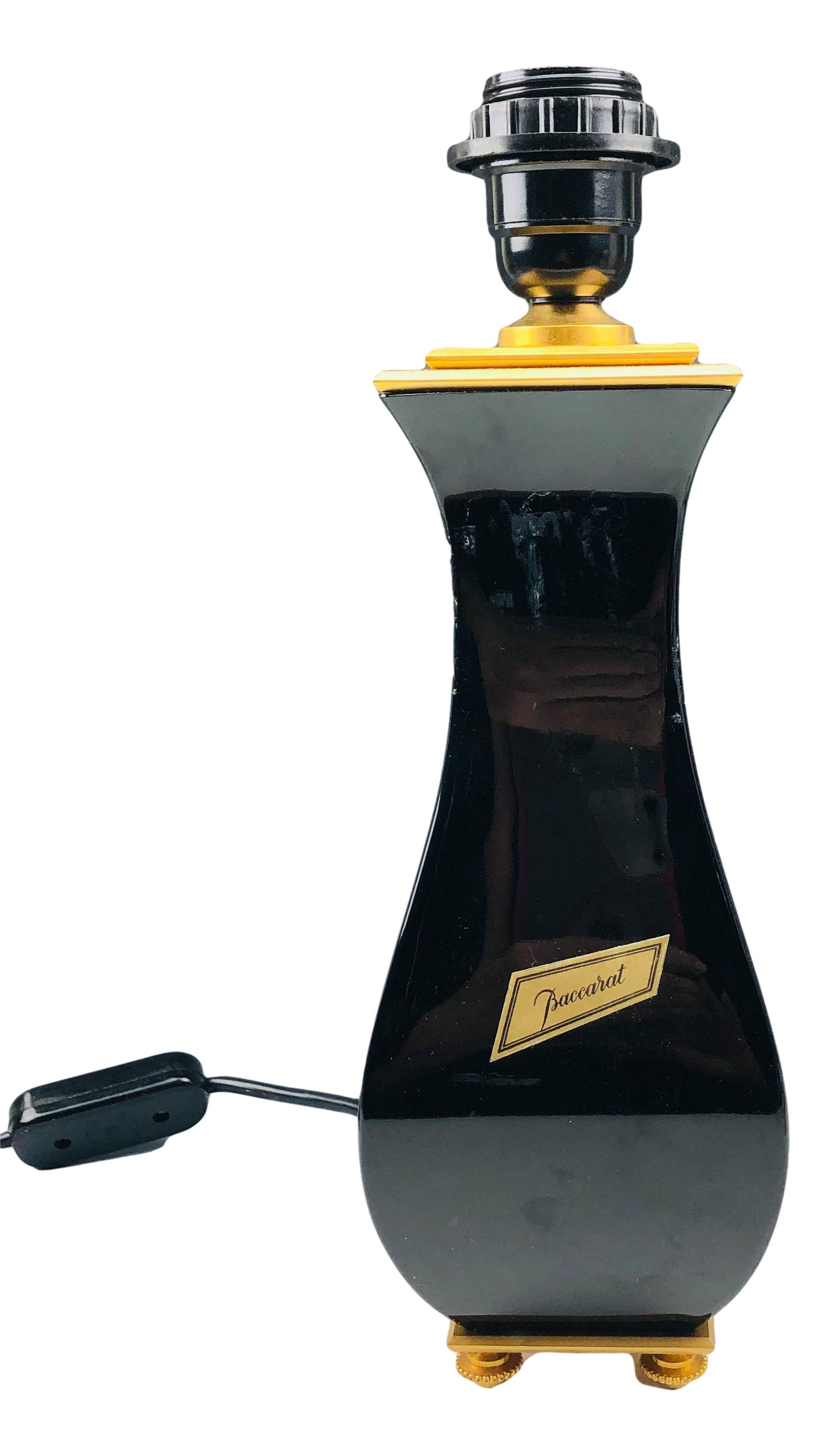 Baccarat Black Crystal Gilt Bronze Table Desk Lamp (1 of 4)