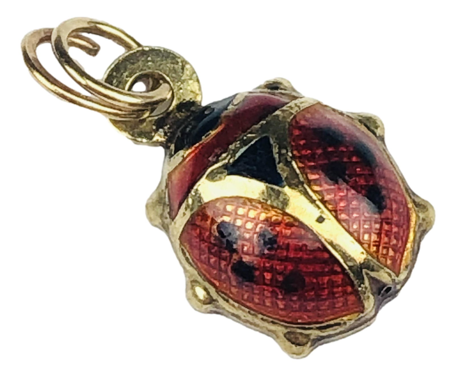 14K Gold Enamel Ladybug Insect Necklace Pendant (1 of 4)
