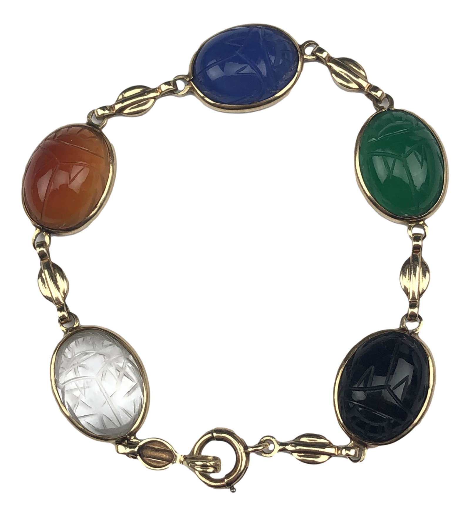 10K Gold Carved Semi Precious Gemstone Bracelet (1 of 10)