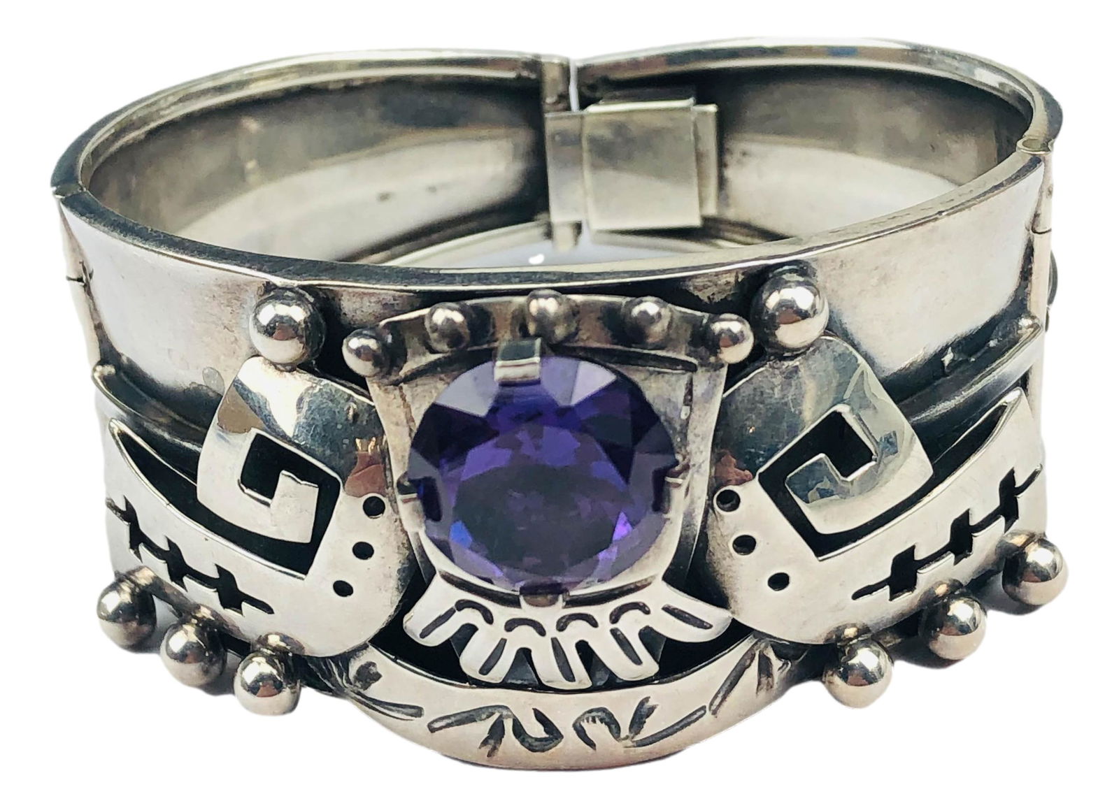 Taxco Mexico Sterling Alexandrite Bangle Bracelet (1 of 5)
