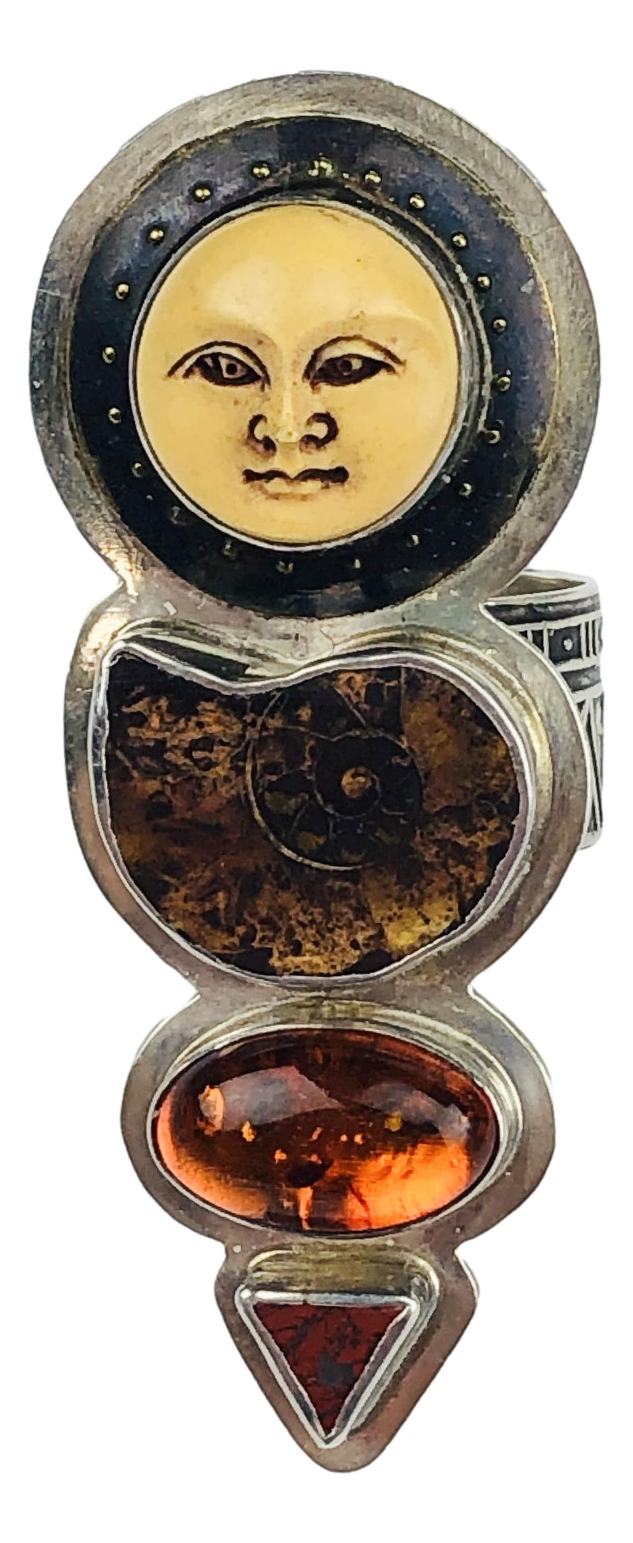 Tabra Sterling Silver Moonface Gemstone Ring Sz 9 (1 of 3)