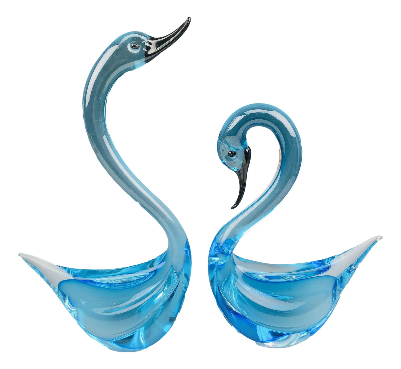 Murano Sommerso Art Glass Swan Duck Figurines x 2 (1 of 4)
