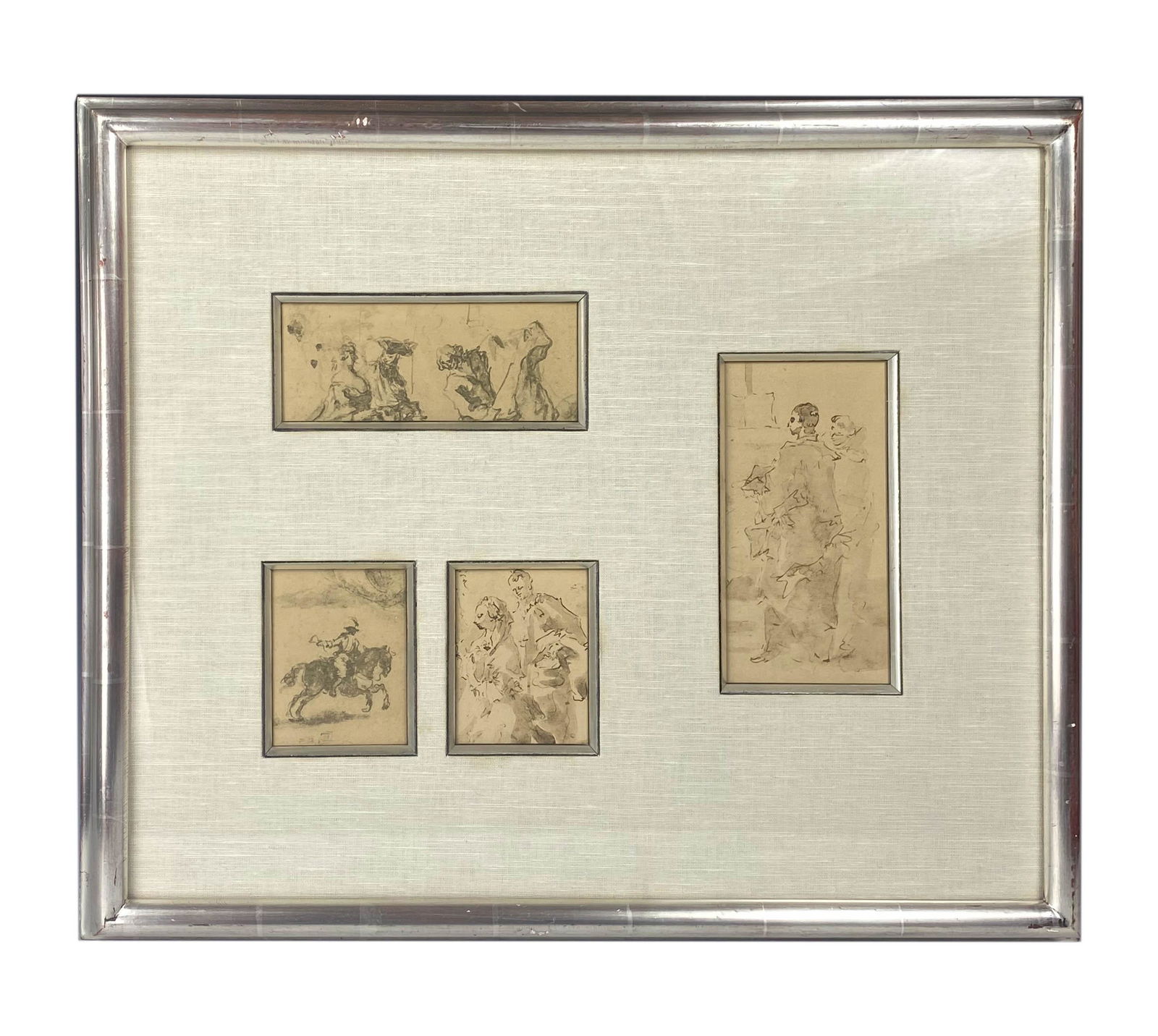 Georgian Style Figural Watercolor Paintings GROUP (1 of 5)