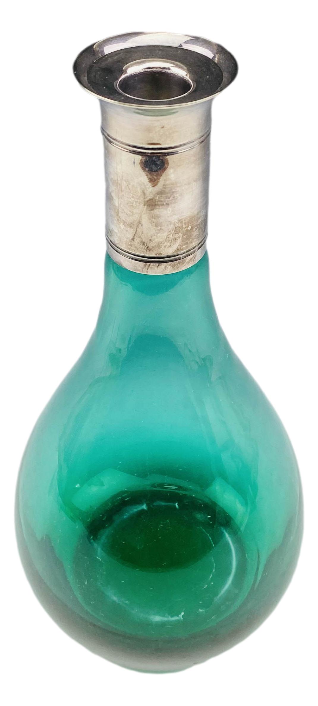 Sterling Silver 925 Overlay Green Glass Decanter (1 of 6)