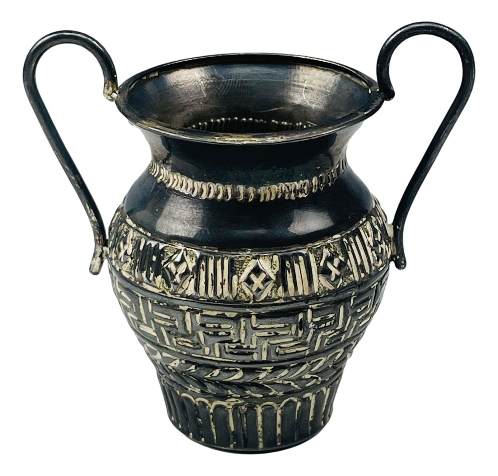 Greek 925 Sterling Silver Double Handle Mini Vase (1 of 4)