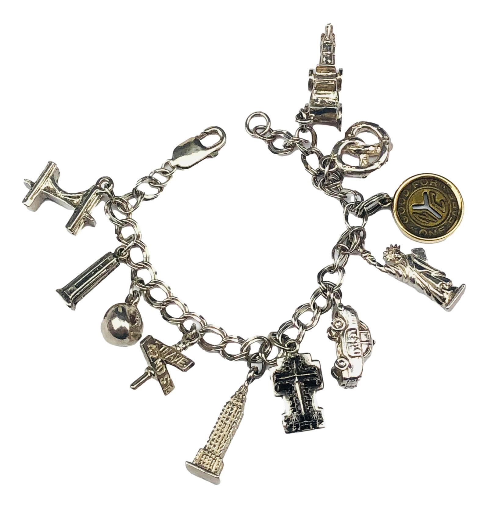 Sterling Big Apple New York 11 Charm Bracelet (1 of 6)
