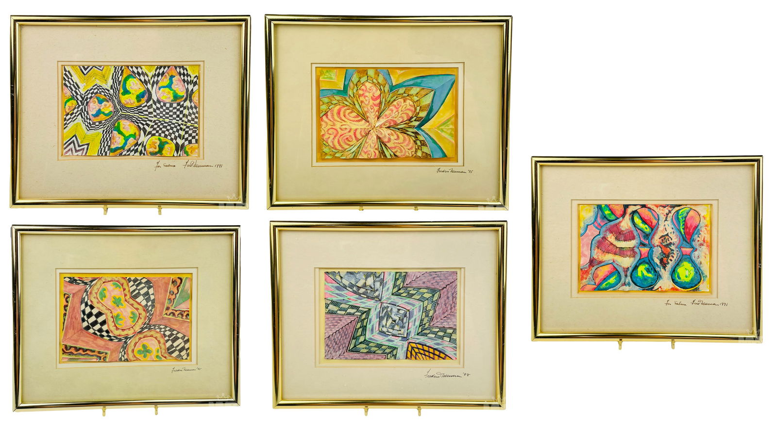 Mystery Artist Geometric Mixed Media Art Paintings (1 of 20)