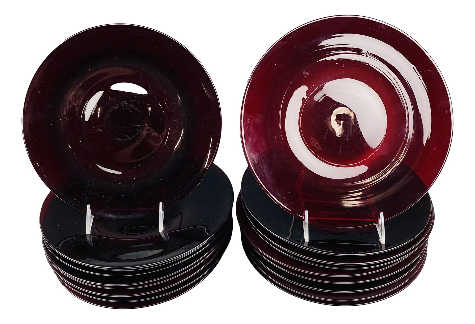 18pc Cranberry Ruby Red Glass Dinner 10" Plates (1 of 3)