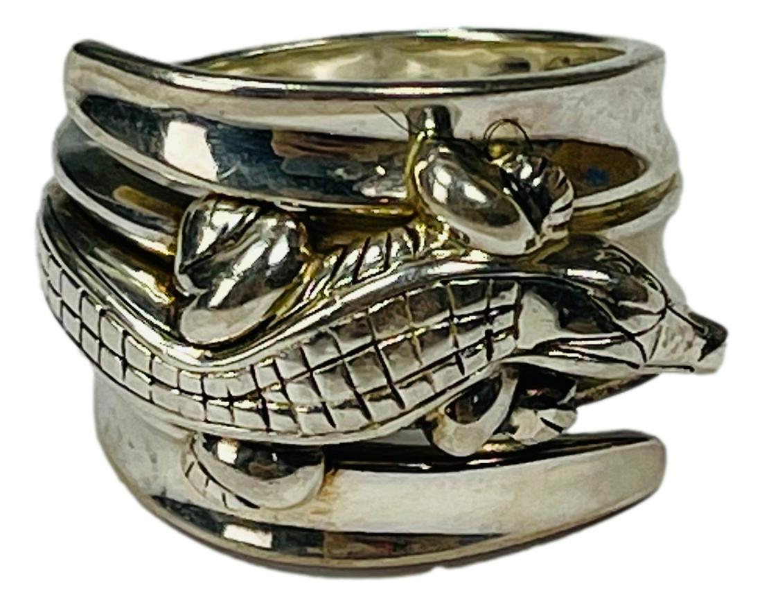 Barry Kieselstein Cord Sterling Gator Ring Size 10 (1 of 6)