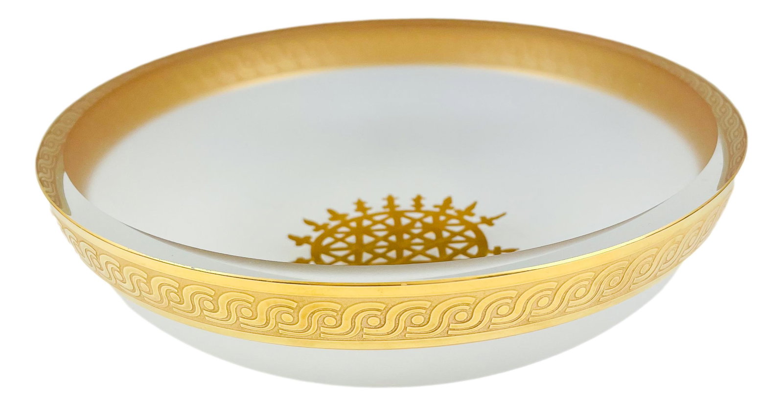 Pasabahce Turkish Glass Crystal Gold Etched Bowl (1 of 4)