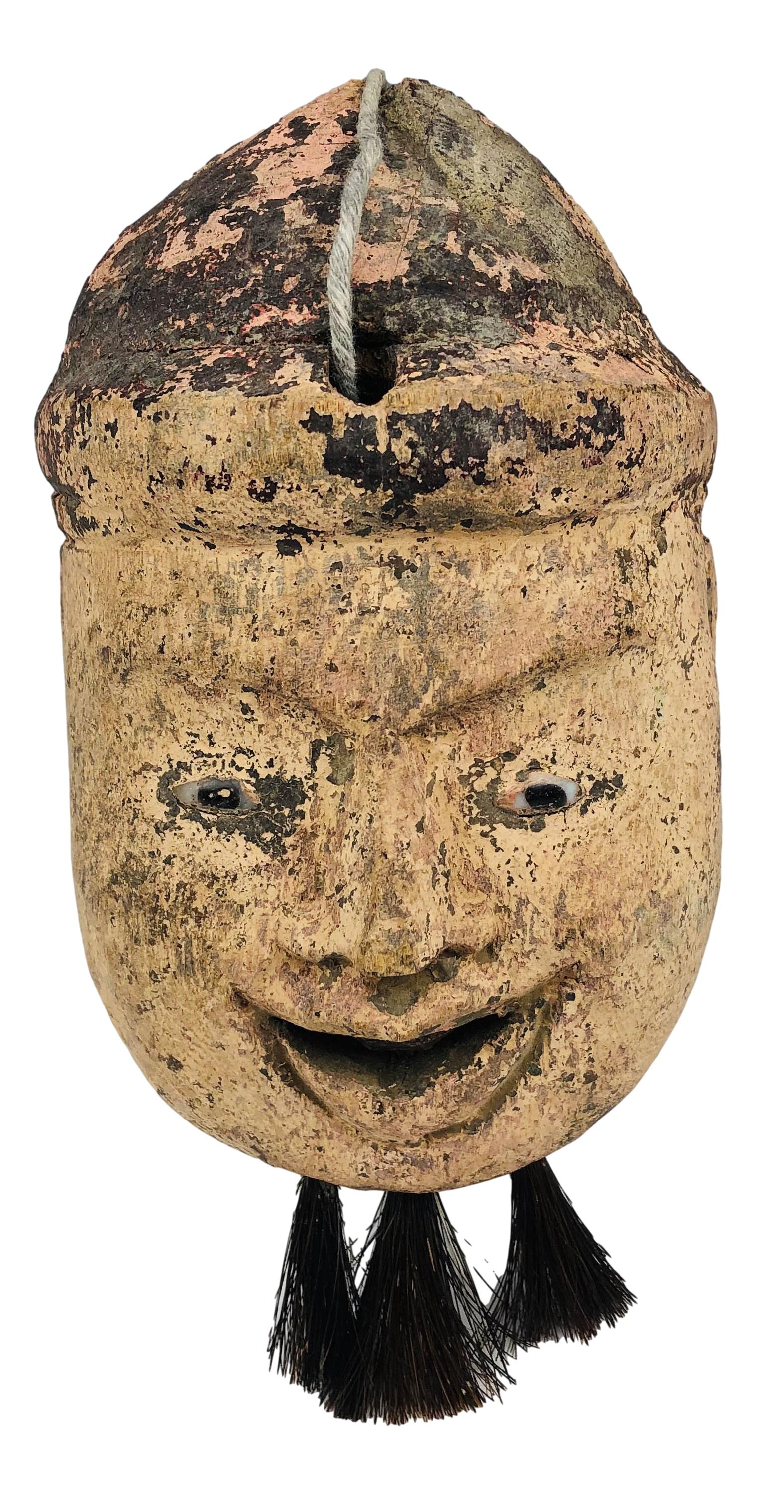 Antique Clay Pottery Head Artifact w/ Pull Tongue (1 of 5)