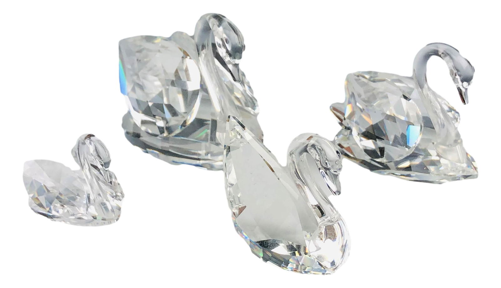 Swarovski (4) Austrian Crystal Swan Figurine LOT (1 of 4)