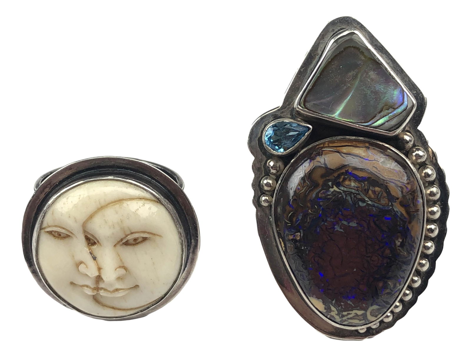 Tabra Tunoa Sterling Gemstone Signed Ring Lot x 2 (1 of 6)