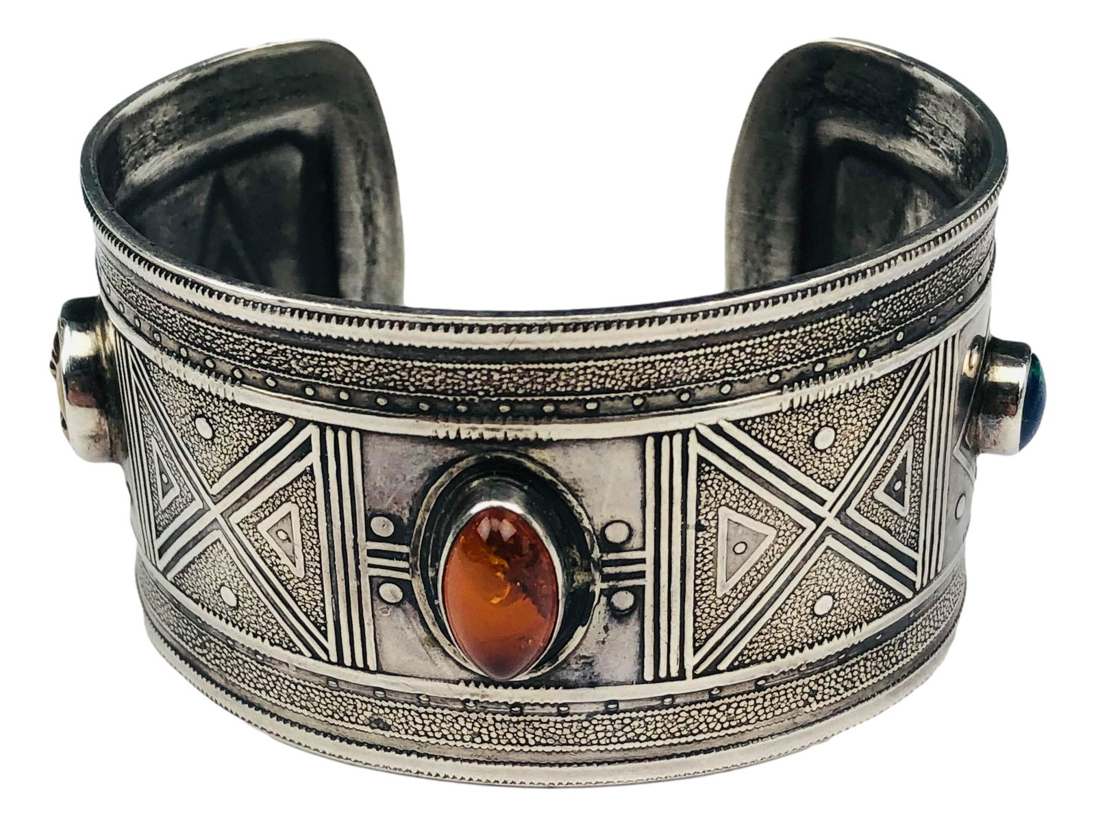 Southwestern Sterling 925 Gemstone Cuff Bracelet (1 of 7)
