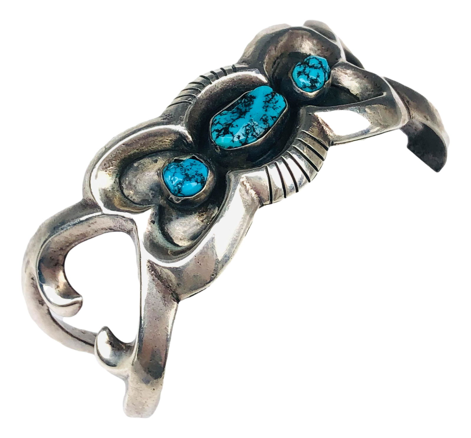 Navajo Sterling 925 Turquoise Signed Cuff Bracelet (1 of 3)