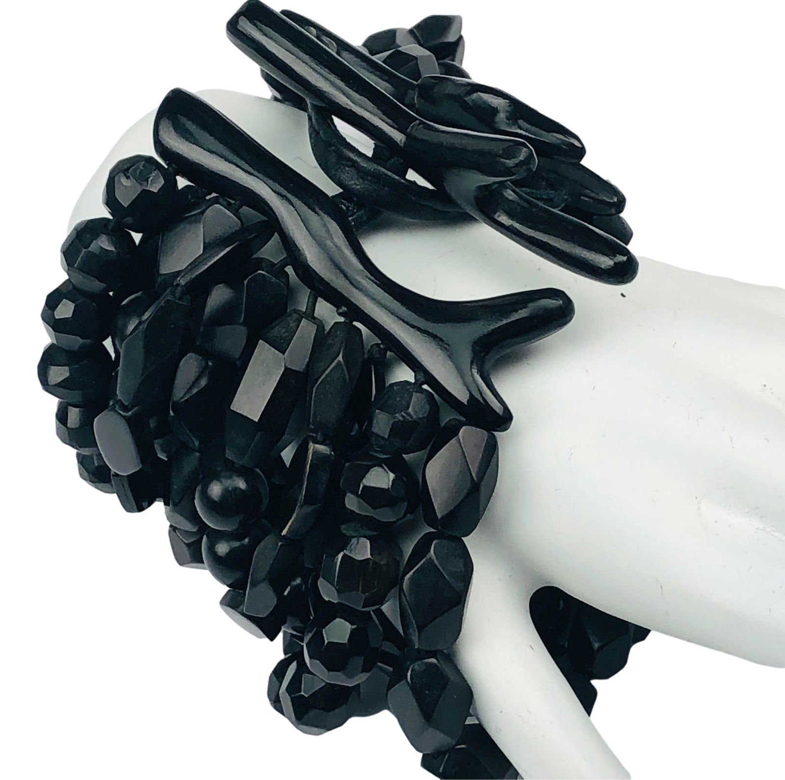 Black Branch Coral & Glass Bead 10 Strand Bracelet (1 of 3)