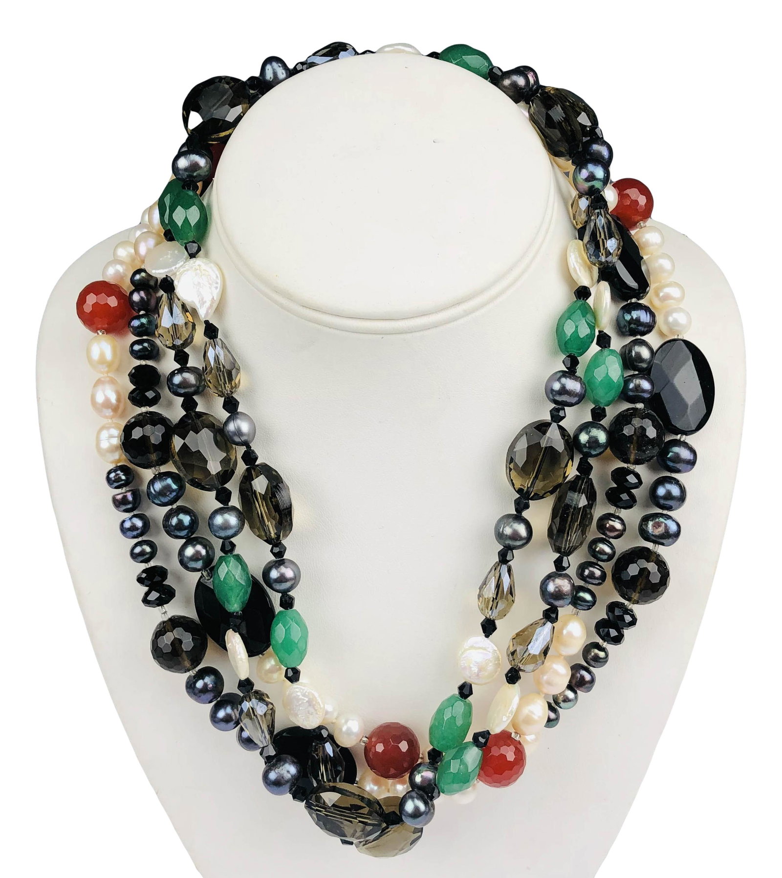 2 Pearl Carnelian Aventurine Opera Length Necklace (1 of 6)