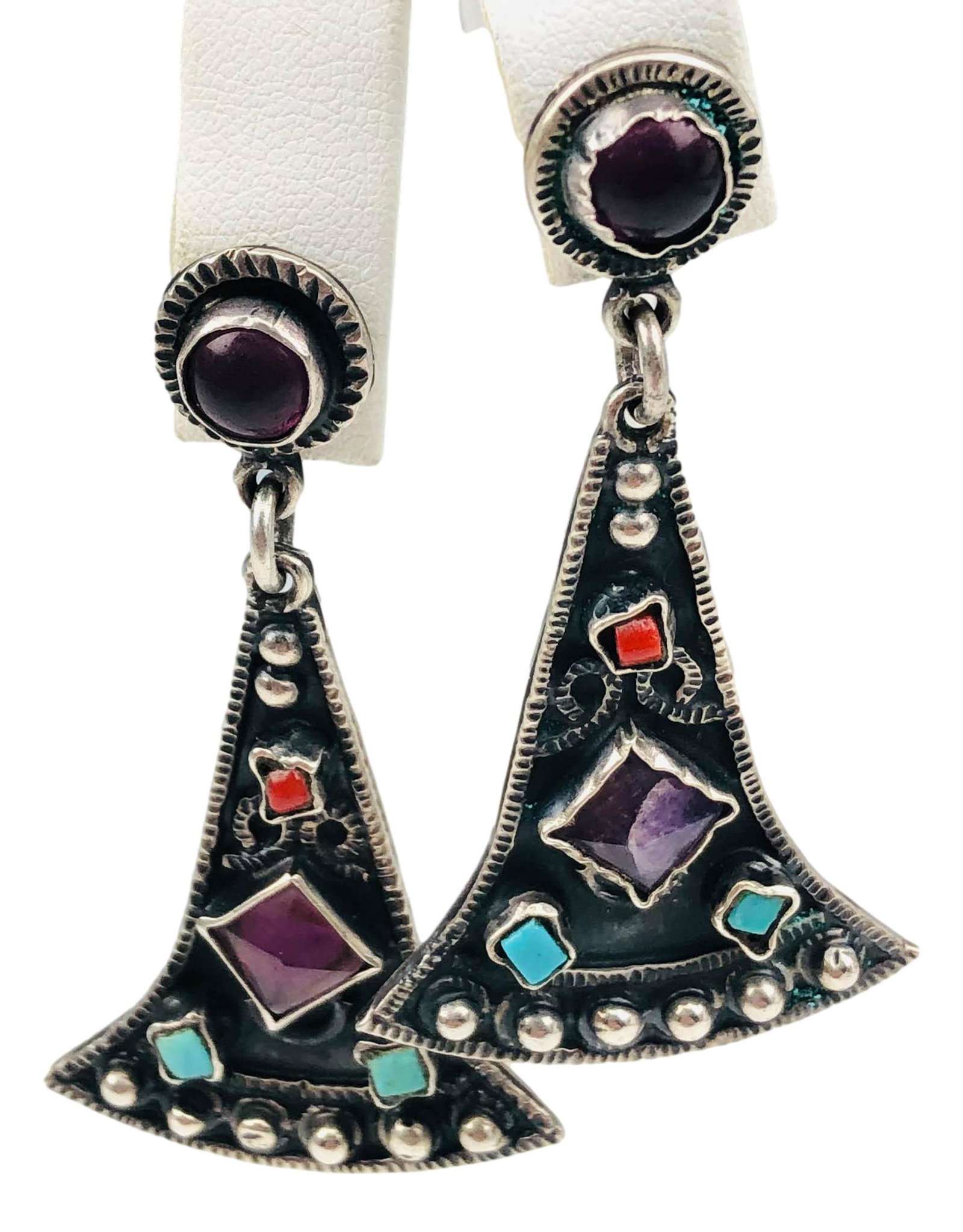 Mexico Sterling Silver 925 Gemstone Dangle Earring (1 of 4)