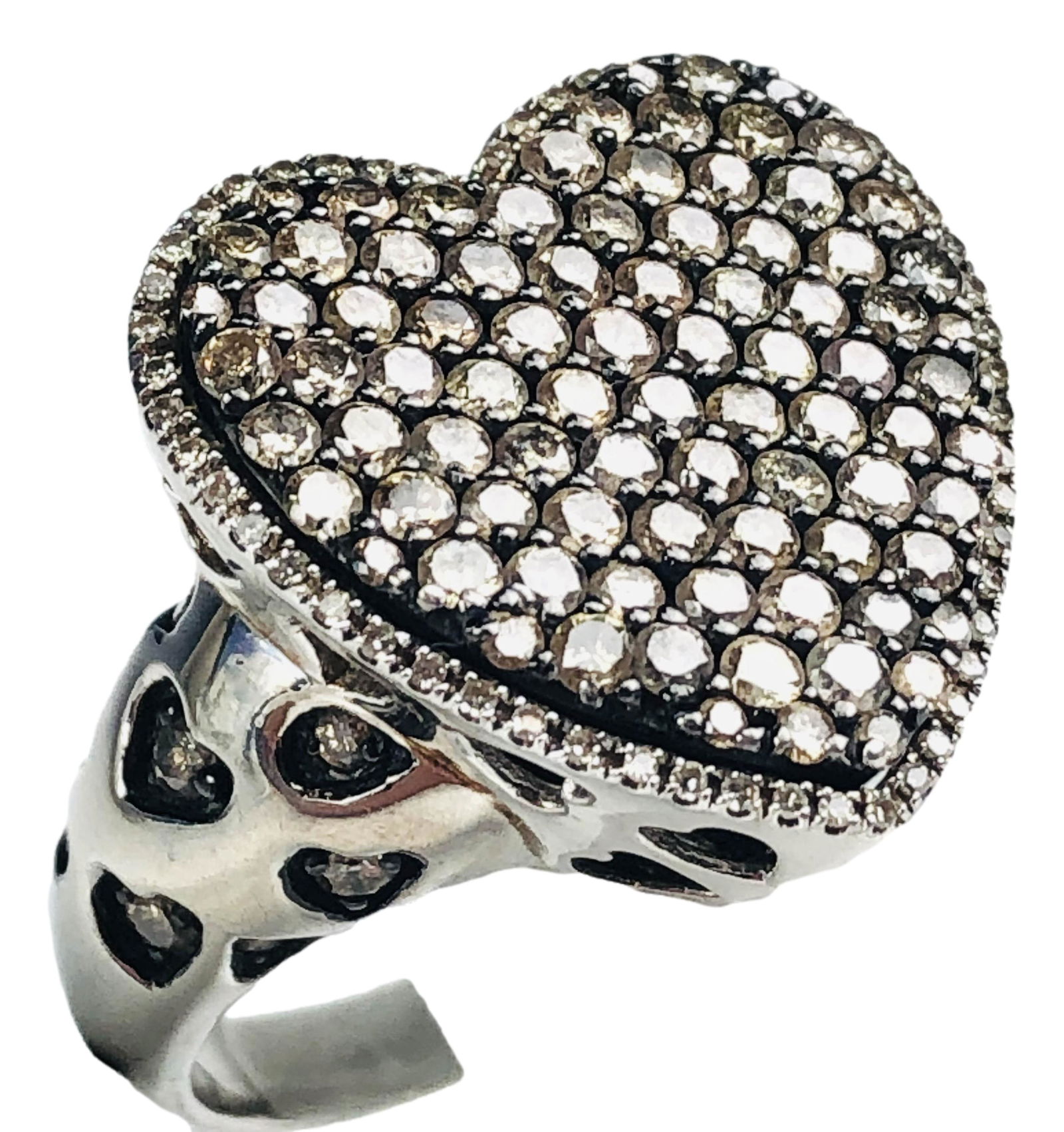 Sterling Silver 925 Heart Ring w Diamonds Size 10 (1 of 3)