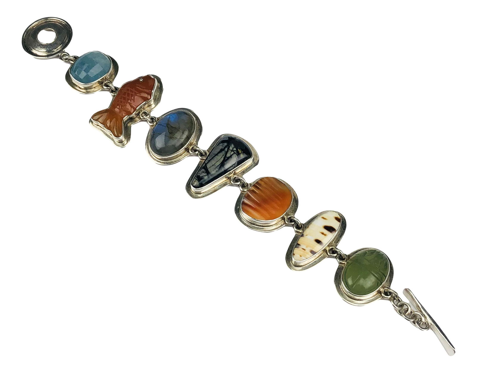 Tabra Sterling Gemstone Toggle Clasp Link Bracelet (1 of 5)