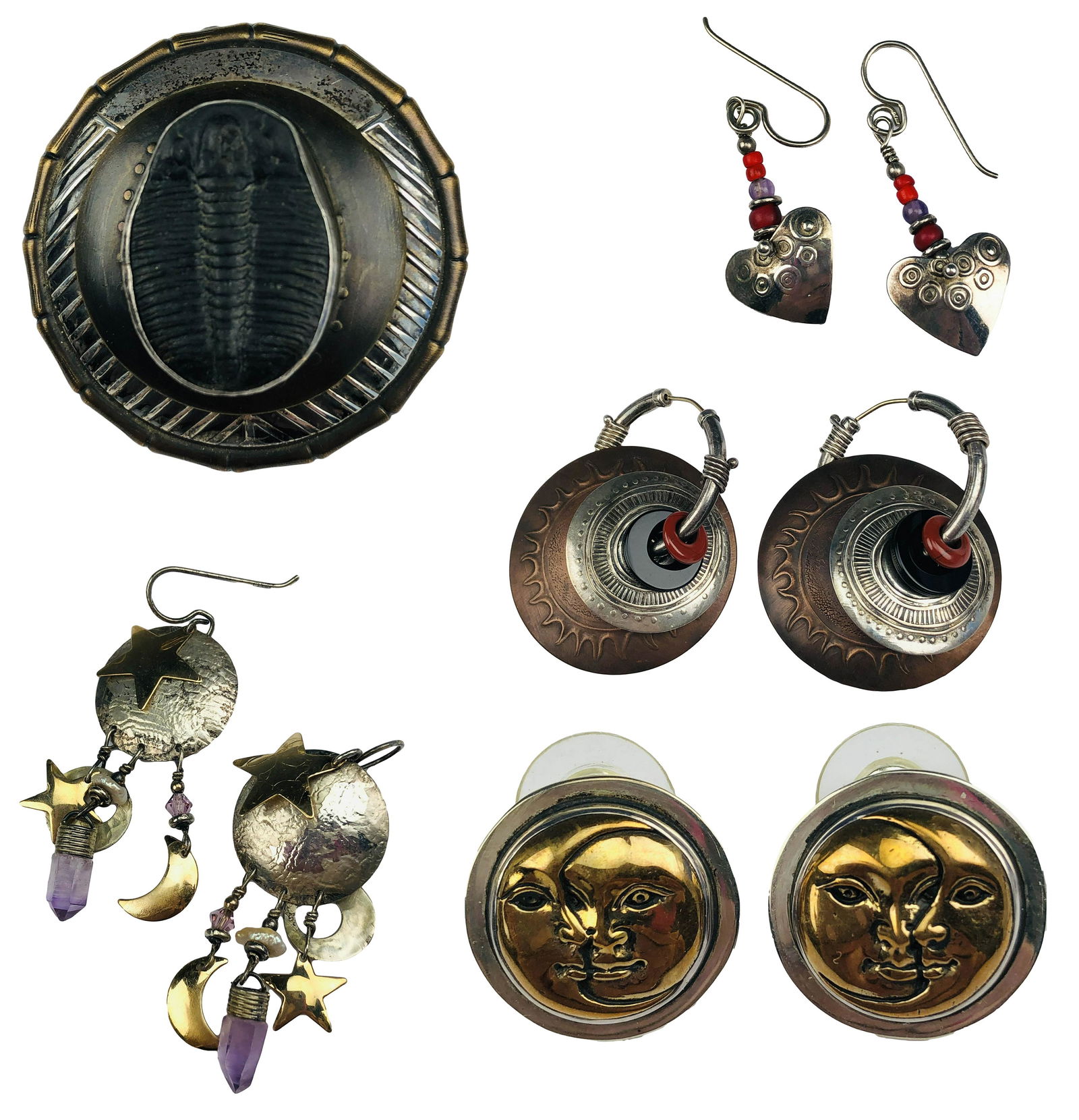 Tabra Sterling 925 Brass Gemstone Pin Earrings LOT (1 of 9)