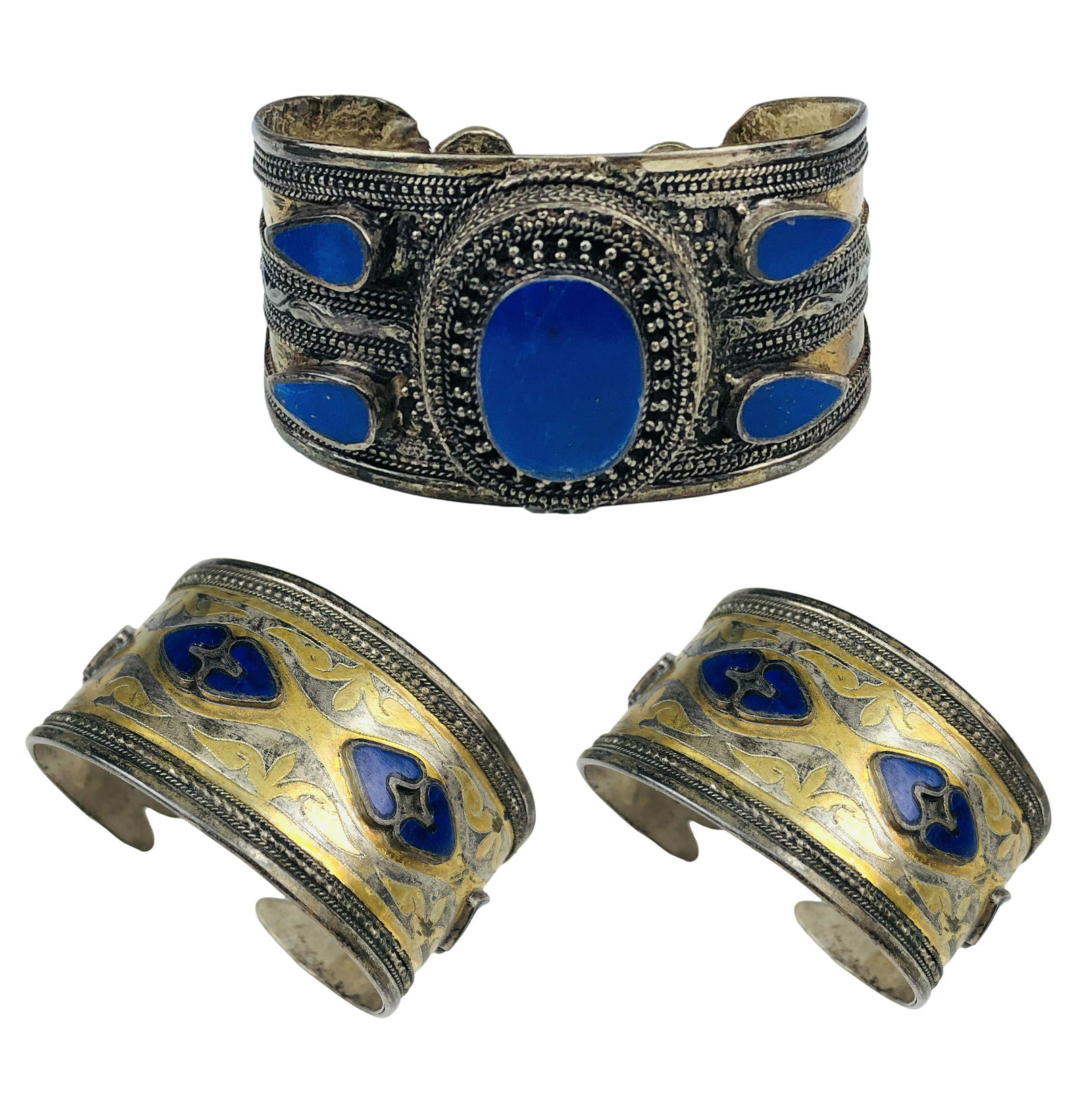 Persian Silver Lapis Bangle Cuff Bracelet LOT (1 of 9)