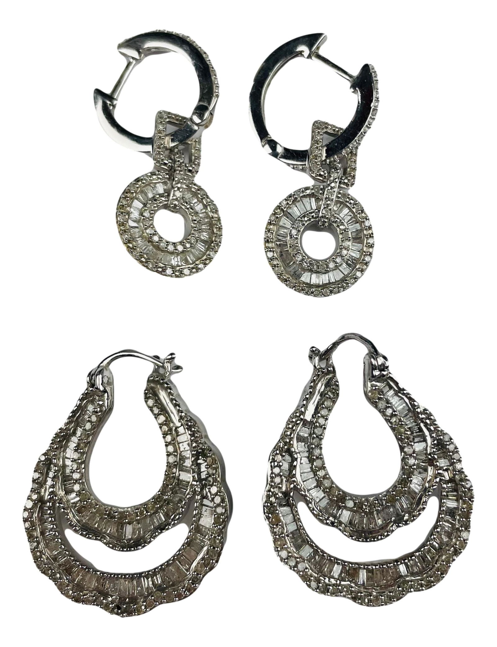 KPJ Sterling Silver 925 Diamond Earrings LOT x 2 (1 of 3)