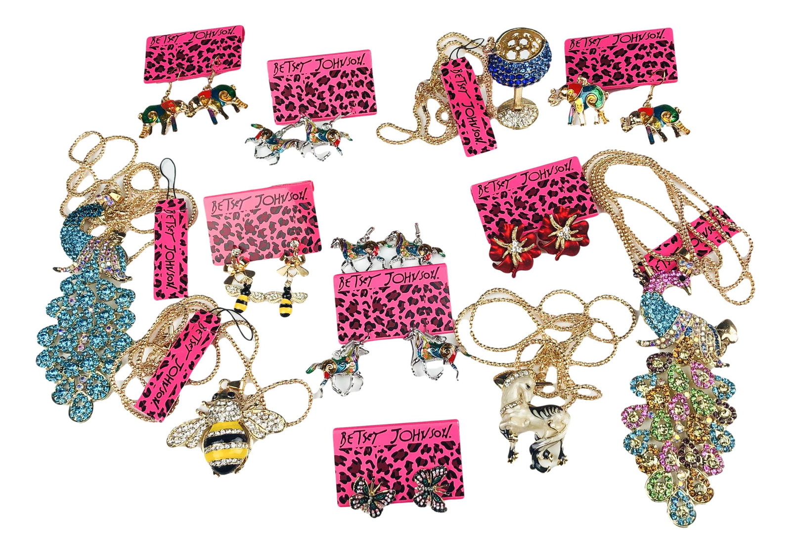 Betsey Johnson Rhinestone Earrings Necklace LOT 14 (1 of 6)