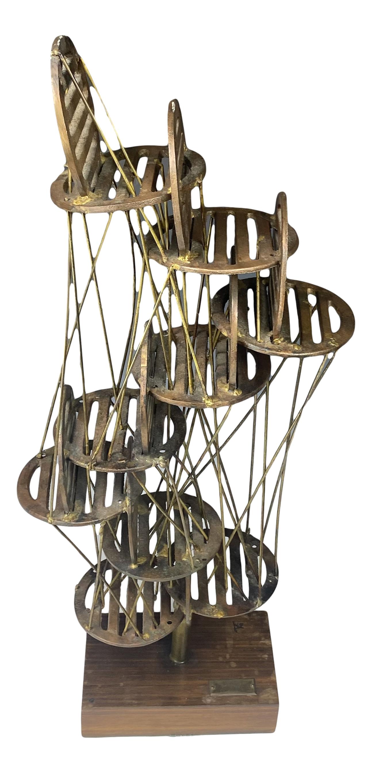 H W Hauptman Mid Century Modern Metal Sculpture (1 of 7)