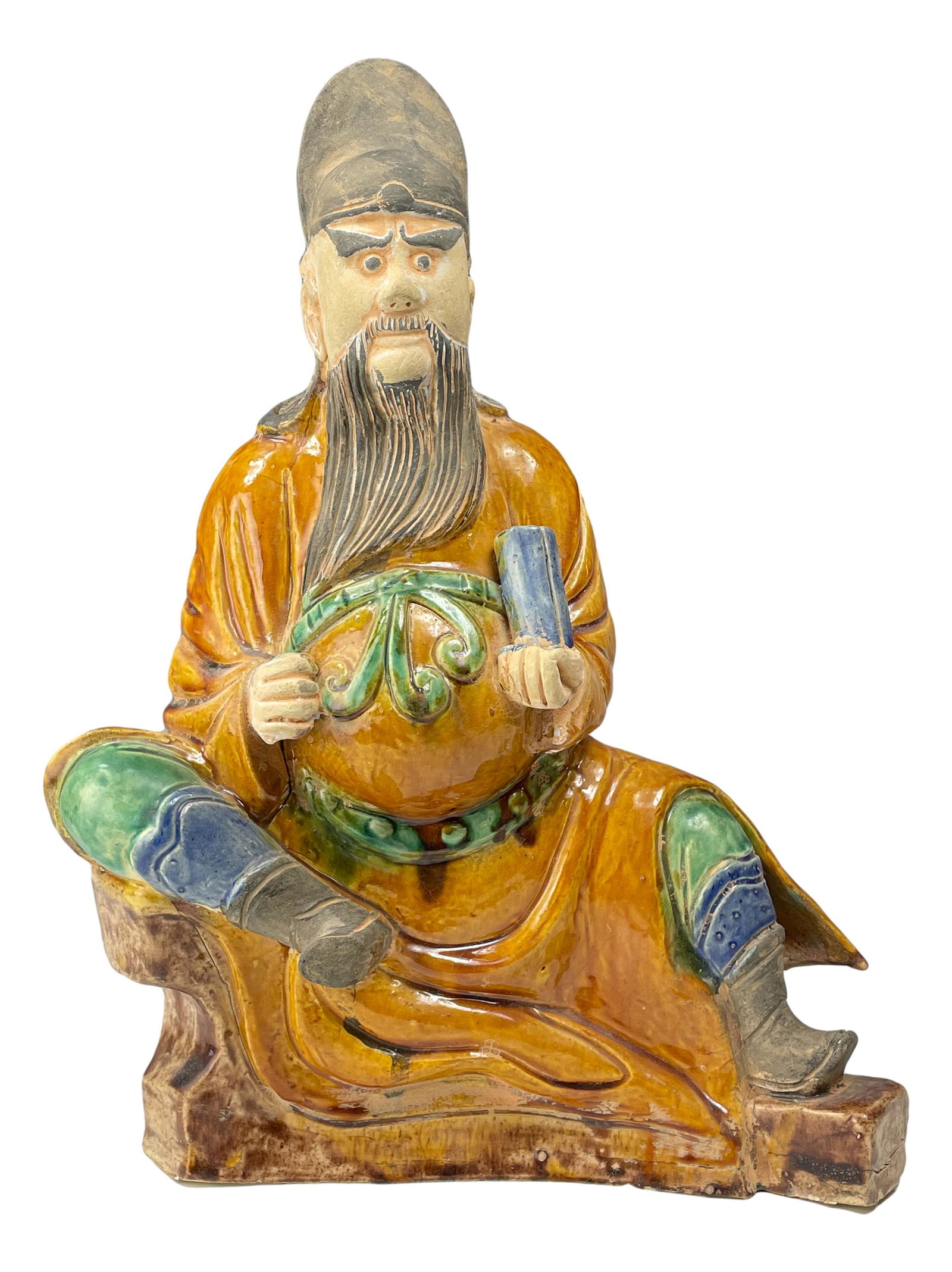 Sancai Glazed Roof Tile Asian Scholar Man Figurine (1 of 10)