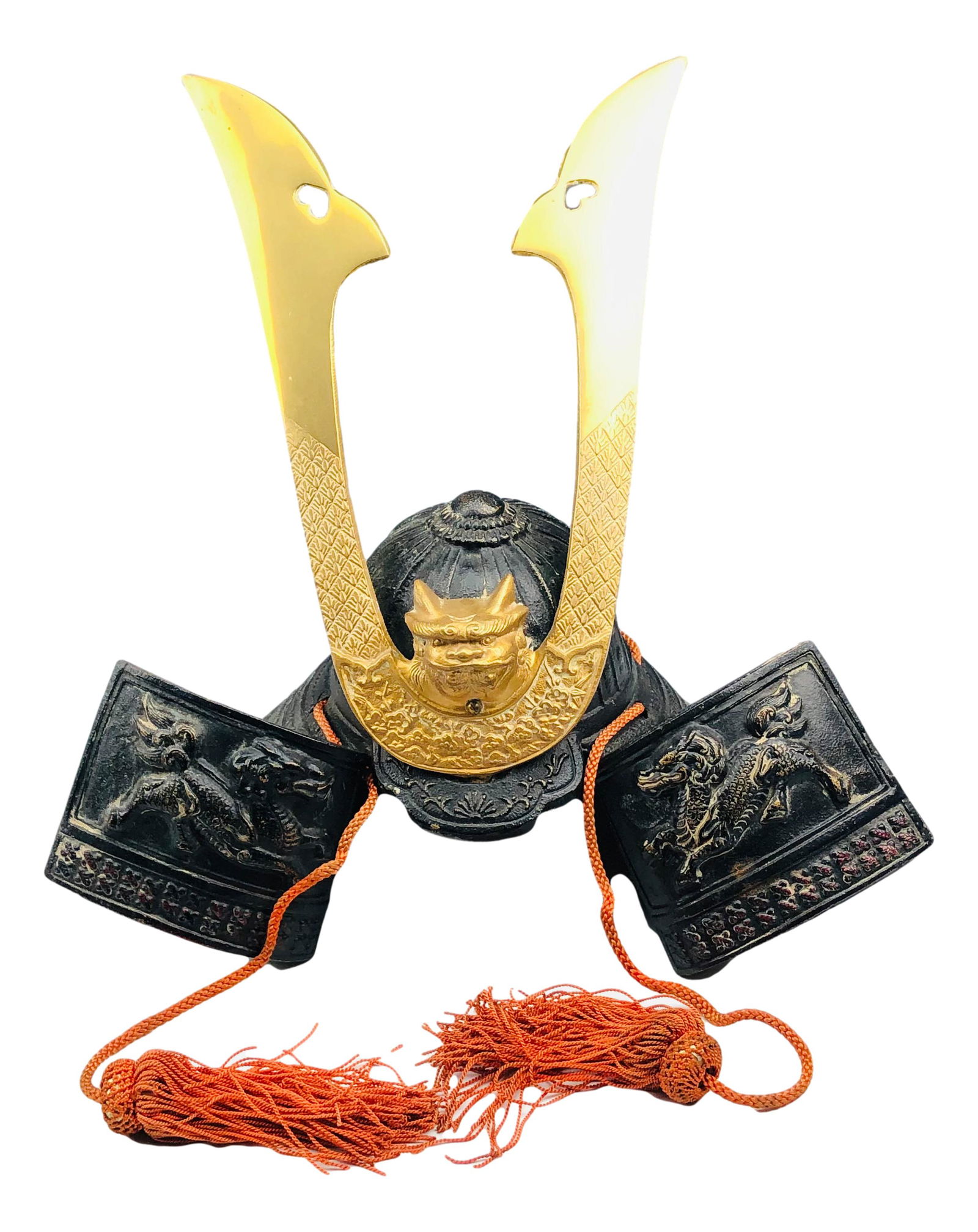 Japanese Bronze Kabuto Samurai Helmet w Pillow (1 of 7)