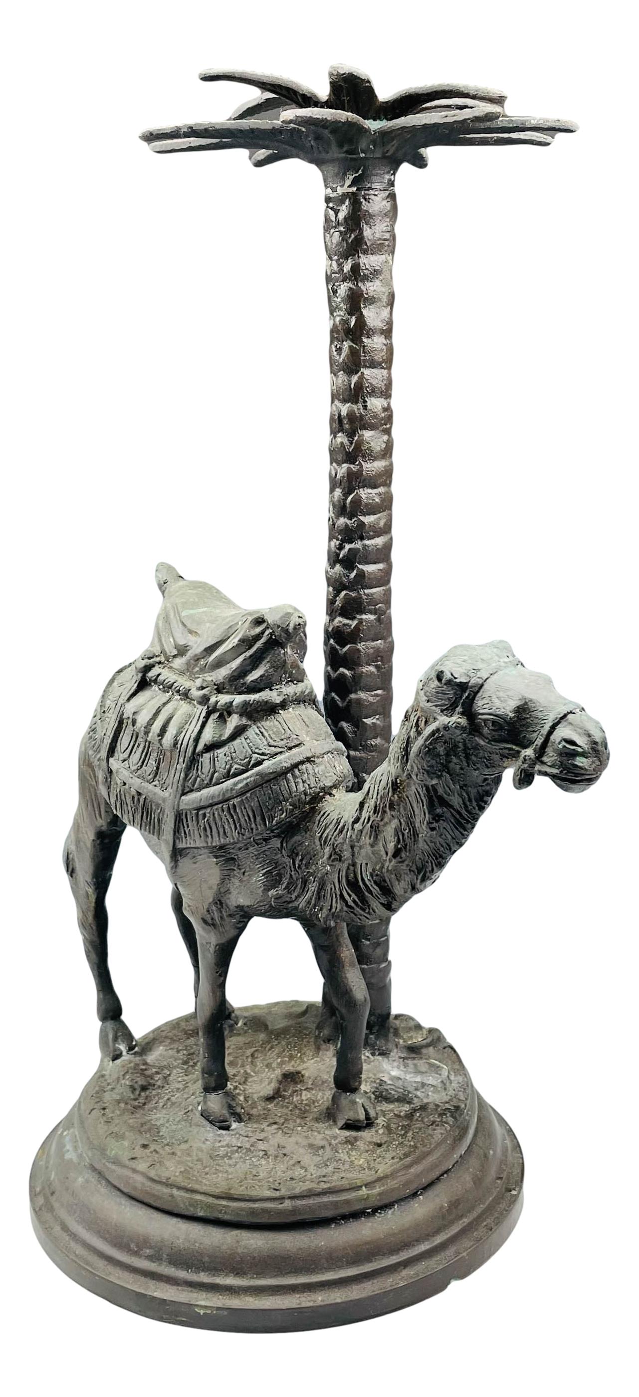 Orientalist Bronze Camel Palm Tree Candleholder (1 of 4)