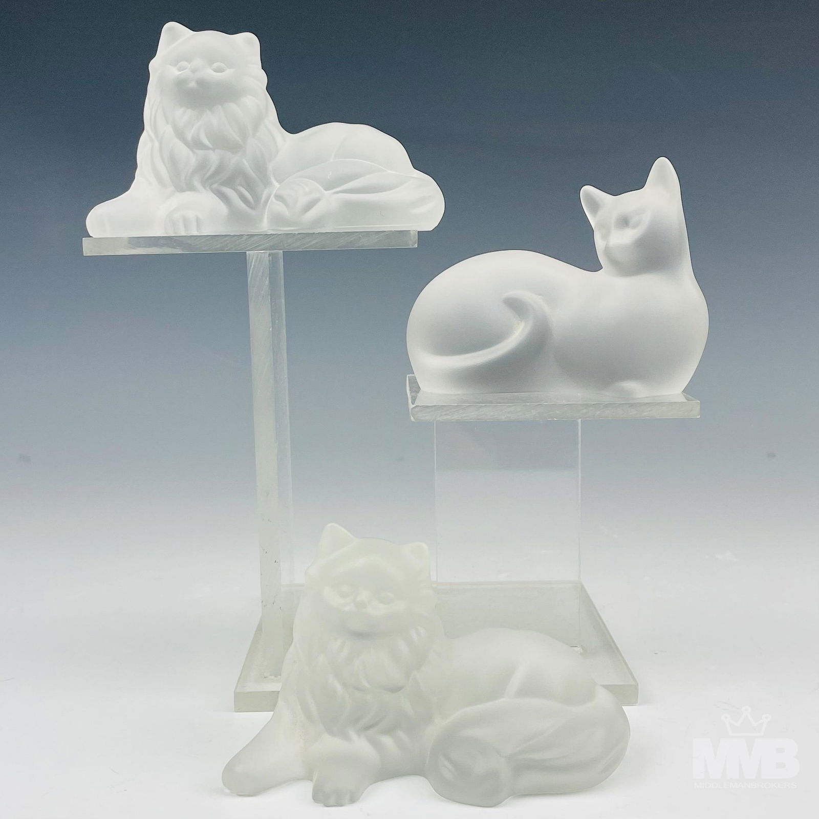 3 Lenox Frosted Crystal Persian Cat Glass Figurine (1 of 7)