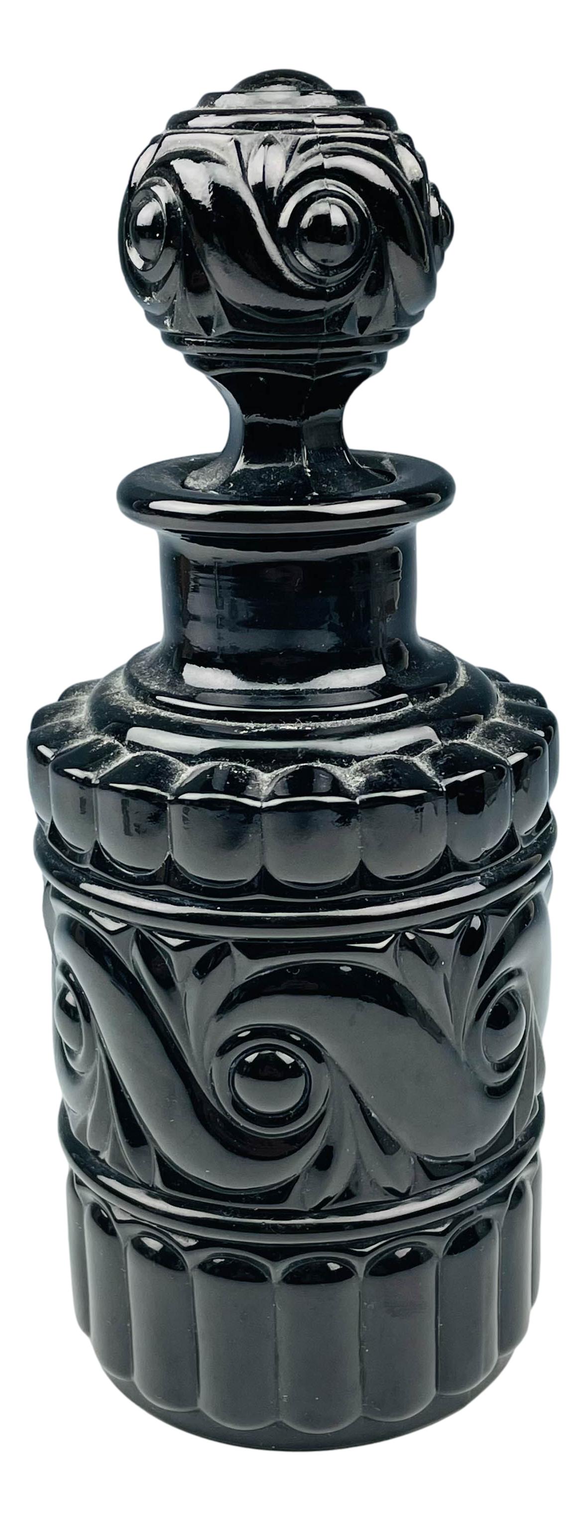 Baccarat 8" Black French Art Glass Perfume Bottle (1 of 5)