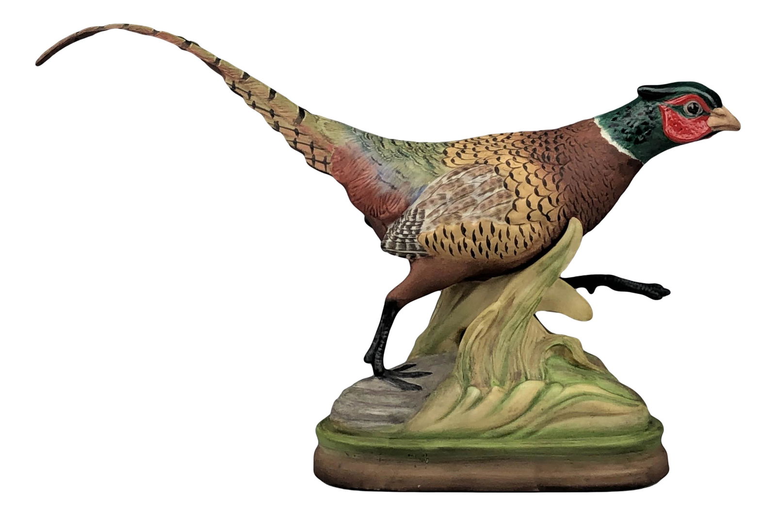 Boehm Ring Necked Pheasant Male Game Bird Figurine: Edward Marshall Boehm ( American, 1913 - 1969 ) ~ figurative expressionist sculptor known for his porcelain figures of birds and other wildlife. Subject matter features a male pheasant in running pose