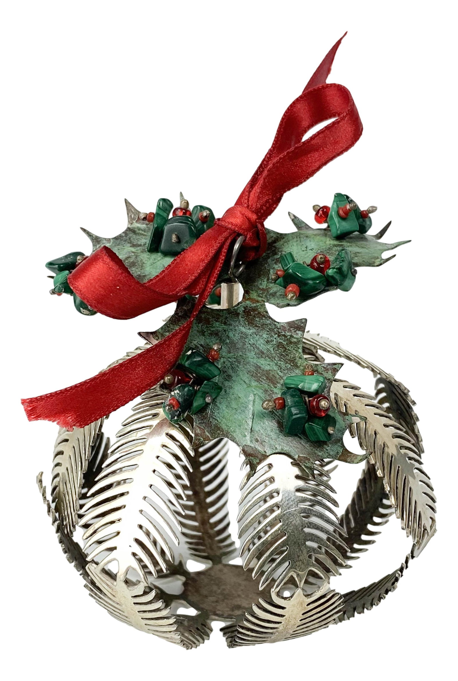 Emilia Castillo Sterling Xmas Tree Ornament Signed: Emilia Castillo ( Mexican, born 1958 - ) ~ respected silversmith and jewelry designer. Daughter of Don Antonio Castillo who founded Los Castillo in 1936.Design features palm tree forms with patinated 