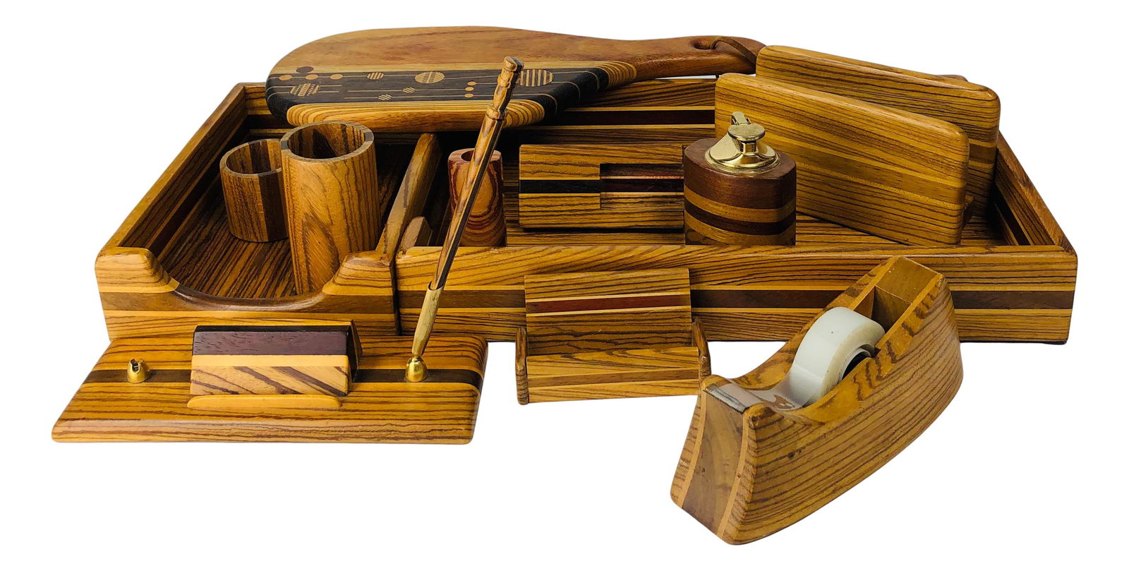 Lot of 10 Hand Carved Wooden Assorted Desk Piece (1 of 5)